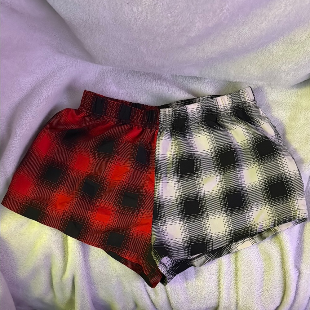 Plaid Red and Black Shorts